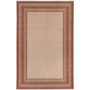 Transocean 4'10" X 7'6" Multi Border Indoor/outdoor Rug Red