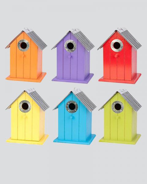 Corrugated Metal Colorful Wren/chickadee Bird House