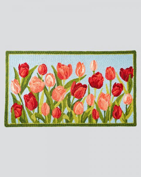 In/out Hooked Rug Tulips