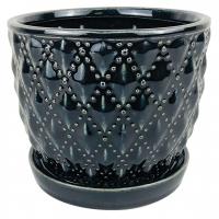 Beaded Diamond Planter 7.5" Black