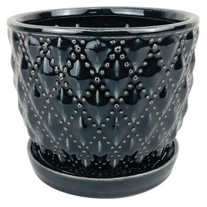 Beaded Diamond Planter 5.5" Black