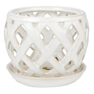 Orchid Pot 7.5" Bone White