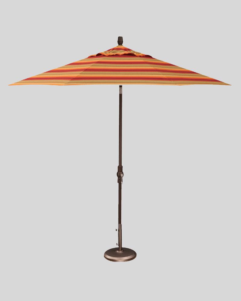9 Foot Market Umbrella Collar Twist Sunset With Bronze Pole