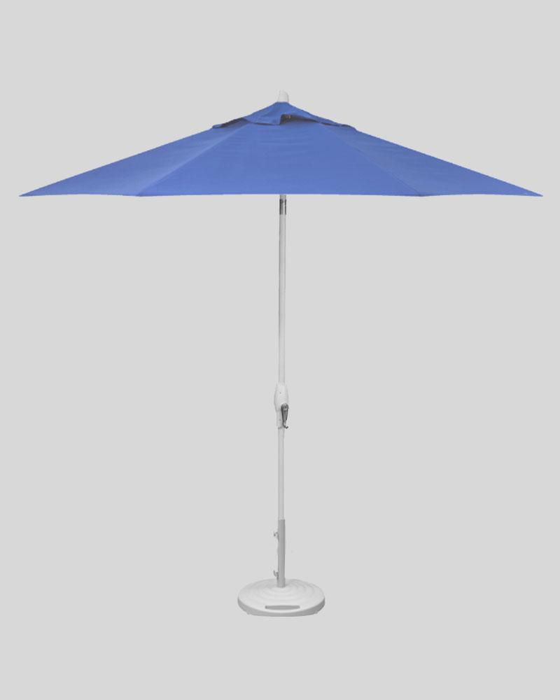 9 Foot Market Umbrella Auto Tilt, Sky With White Pole