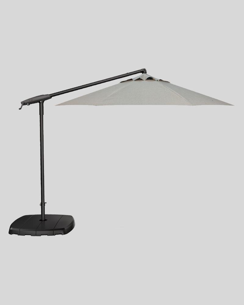 10 Foot Cantilever Umbrella Silver Linen With Black Pole