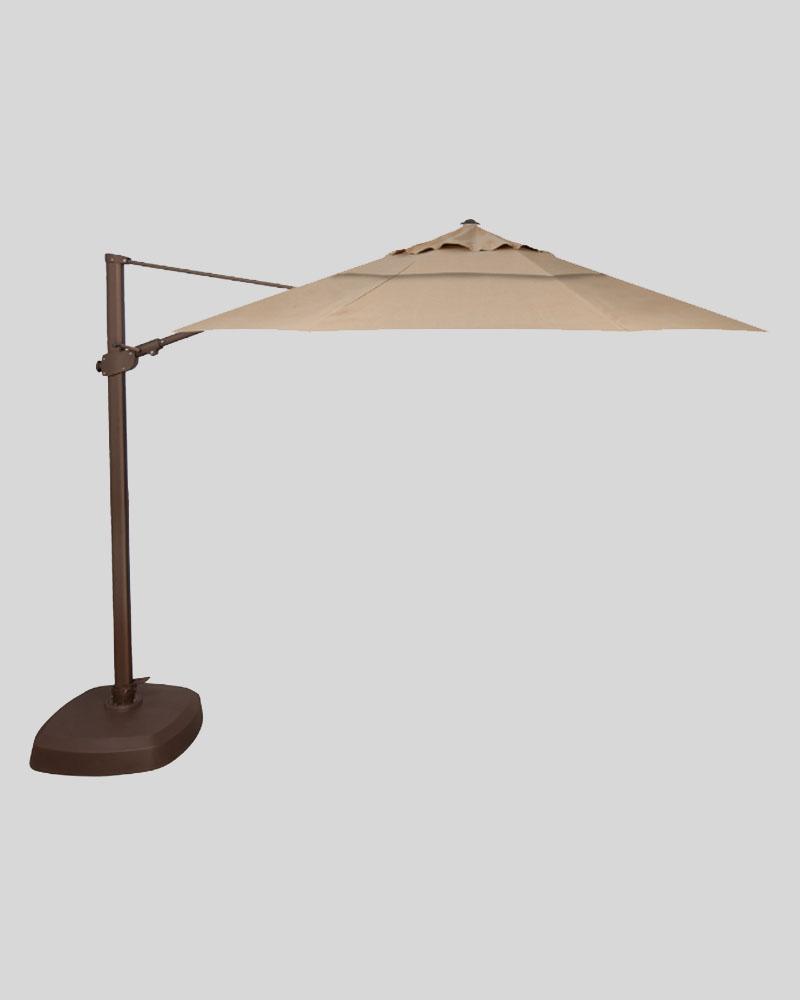 11.5 Foot Cantilever Umbrella And Base, Sand With Bronze Pole