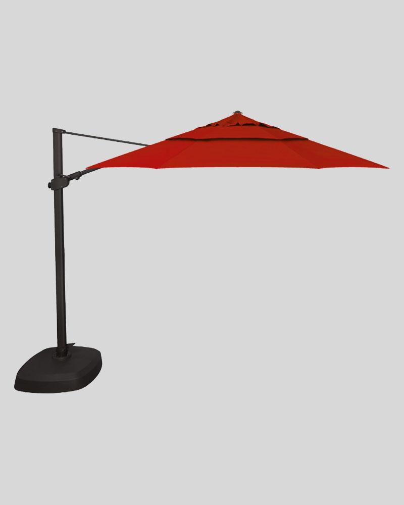 11.5 Foot Cantilever Umbrella And Base, Red With Black Pole