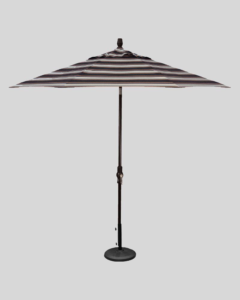 9 Foot Market Umbrella Collar Tilt, Dakota Stone Stripe With Black Pole