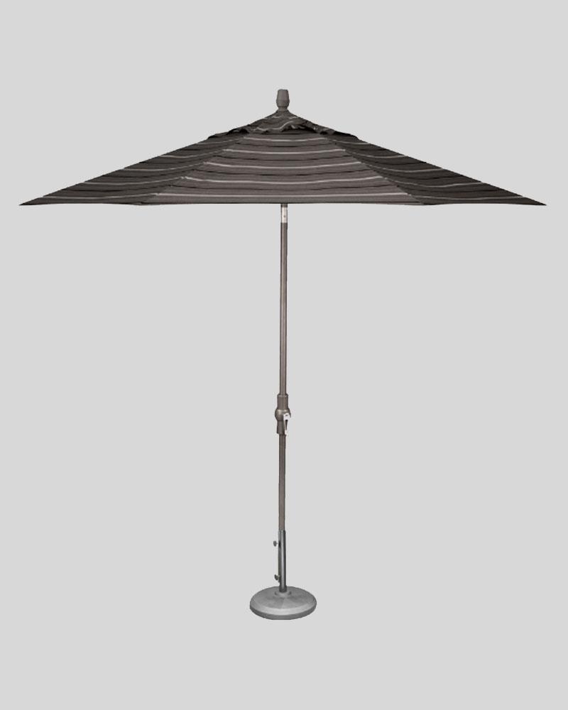 9 Foot Market Umbrella Collar Tilt, Harper Steel Stripe With Anthracite Pole