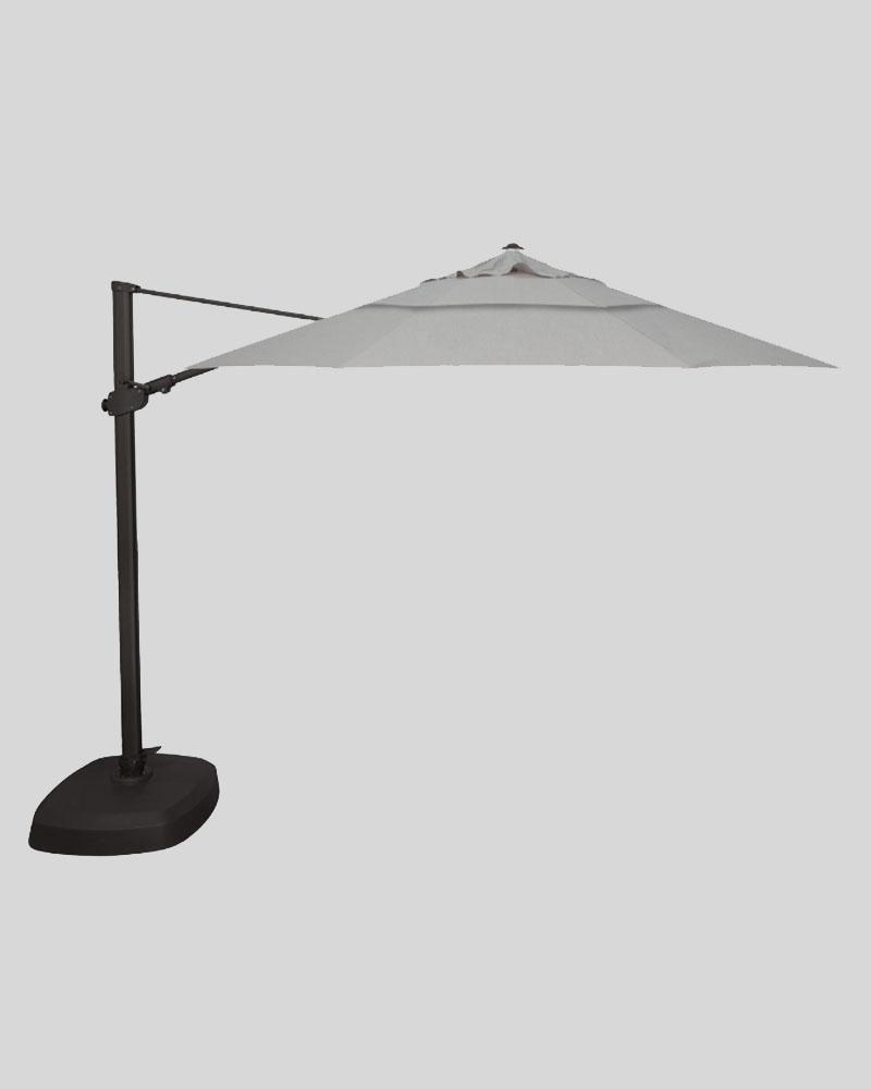 11.5 Foot Cantilever Umbrella And Base, Cast Silver With Black Pole