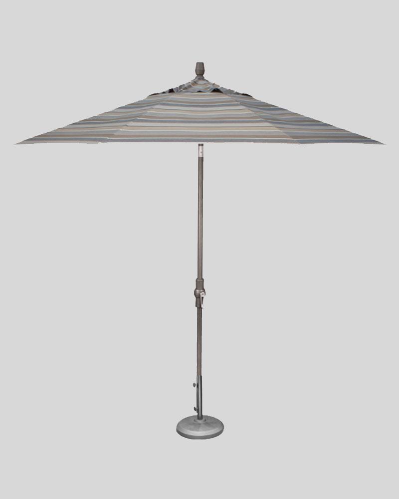 9 Foot Market Umbrella Collar Tilt, Milano Stripe Charcoal With Anthracite