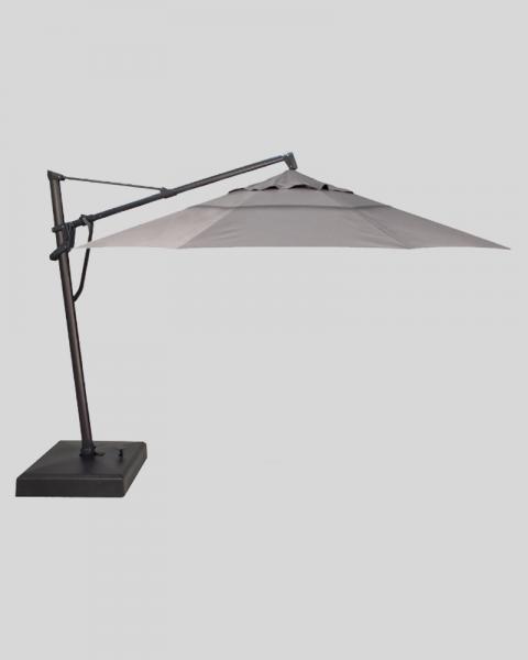 13 Foot Cantilever Umbrella And Base, Boulder With Black Pole