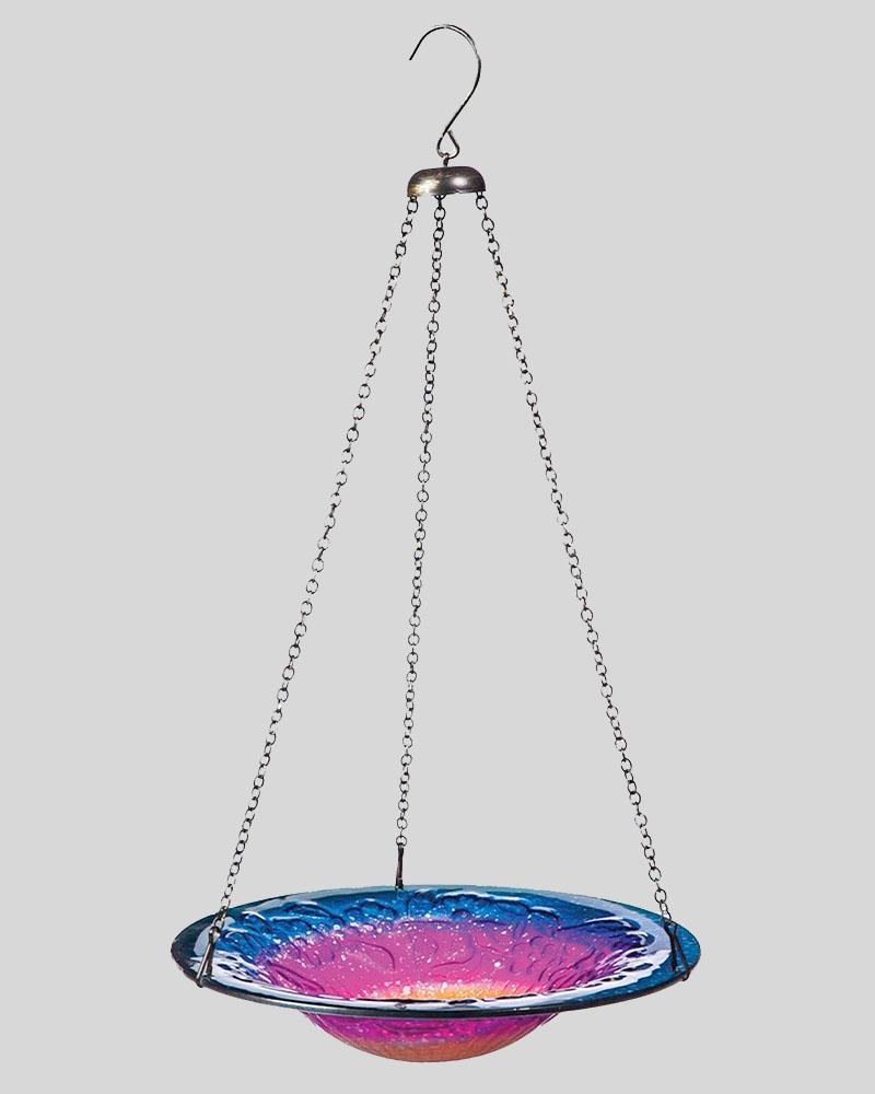 Hanging Glass Birdbath Sunrise