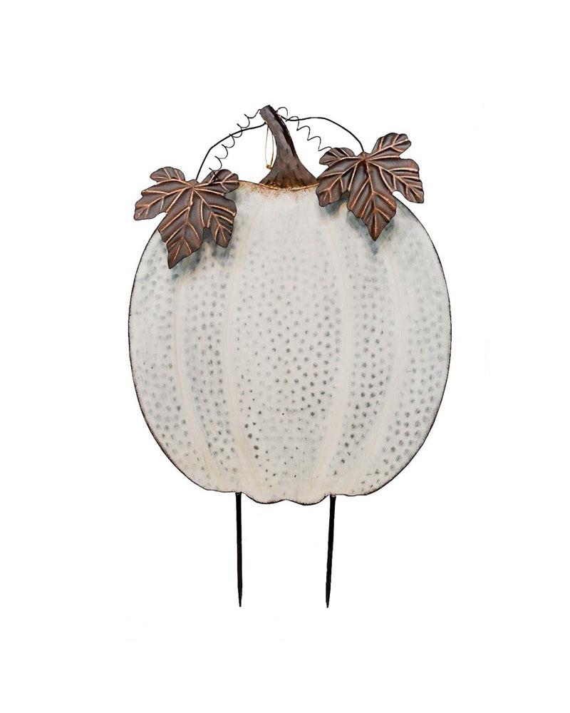 White Metal Pumpkin 39"