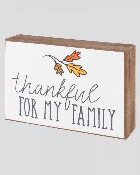 Box Sign Family Thankful 5"