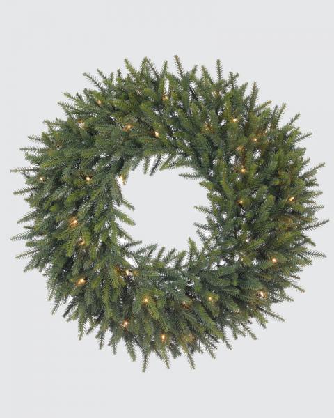 30" Catskill Pine Wreath With Warm White Lights Battery-Operated
