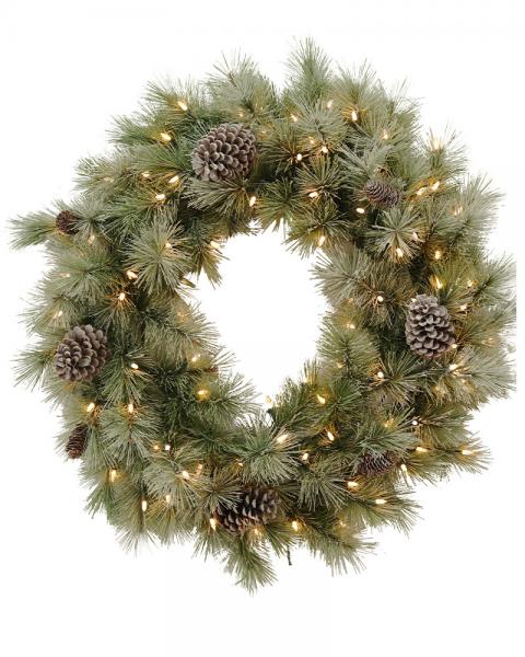 30" Schenectady Fir Wreath With Warm White Lights