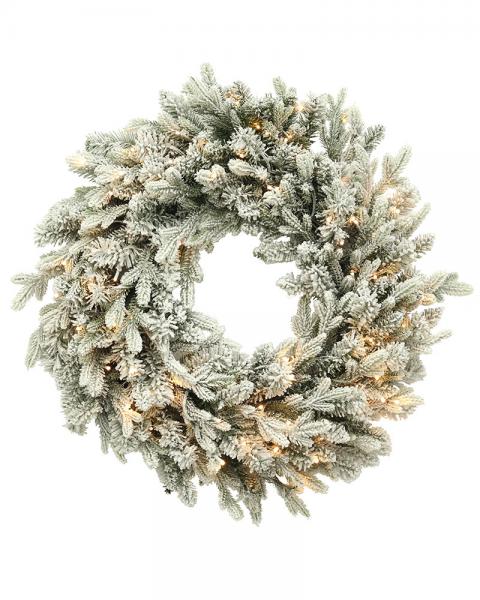 30" Flocked Nickerson Wreath With Dual Color Lights