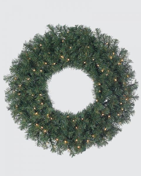 24" Norway Pine Wreath With Clear Lights