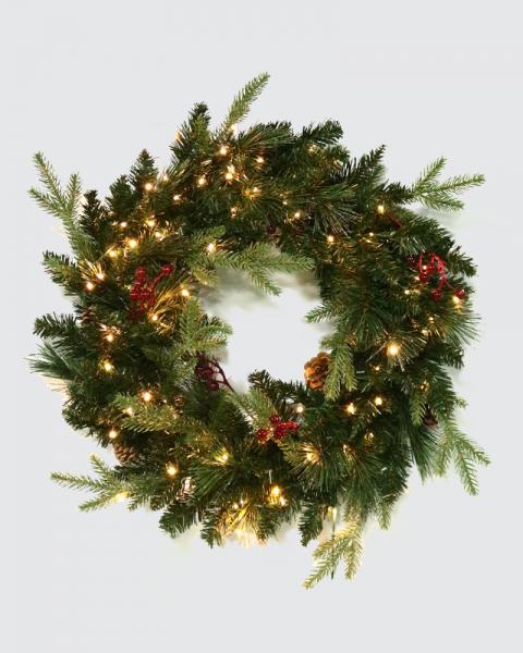 24" Norfolk Pine Wreath With Dual Color Lights