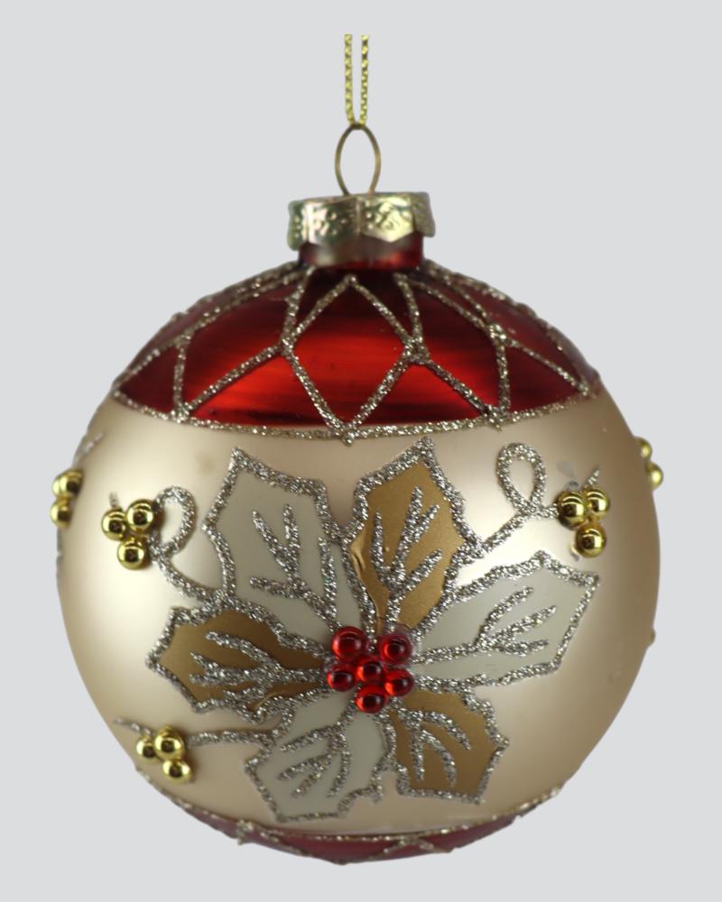 Departments Glass Red And Gold Ball Ornament 4"