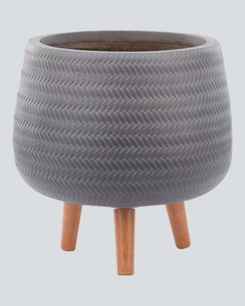 Woven Tripod Planter Taupe Md