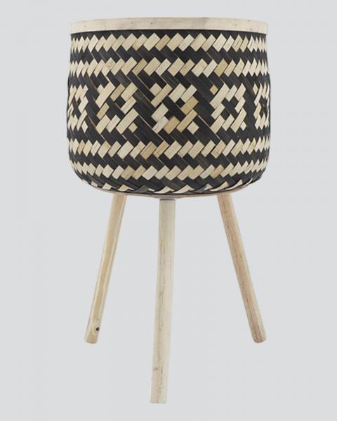 Bamboo Checkered Planter Br Sm