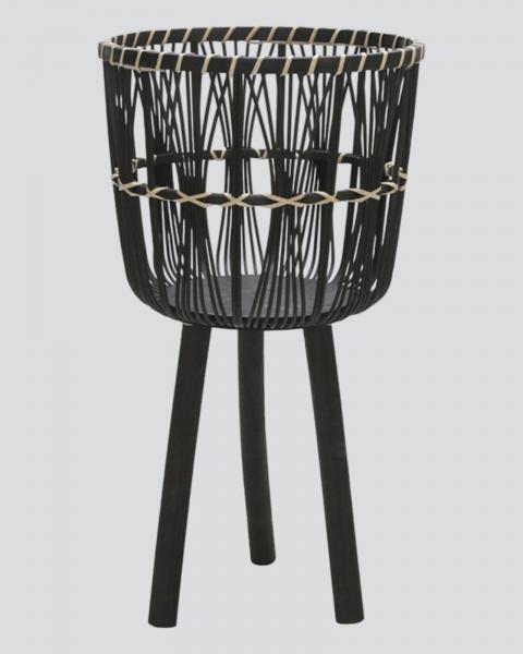 Bamboo Planter Black Medium