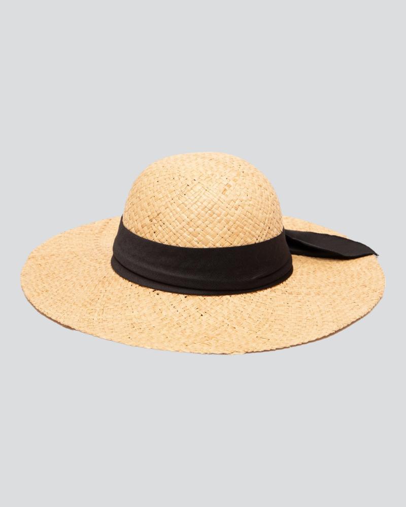 Woven Raffia Sun Hat Natural Black