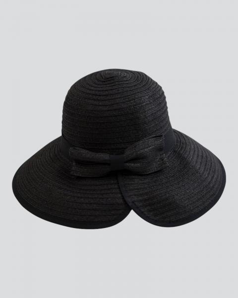 Women's Paperbraid Bow Hat Black
