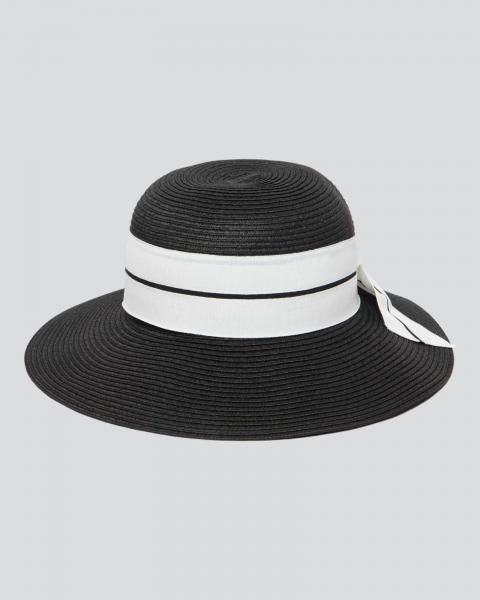 Women's Sun Hat With Bow Black