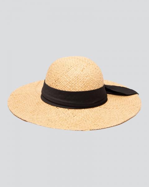 Woven Raffia Sun Hat Natural Black