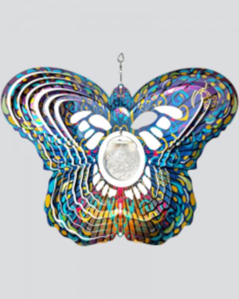 Hanging Windspinner 12" Butterfly Solar