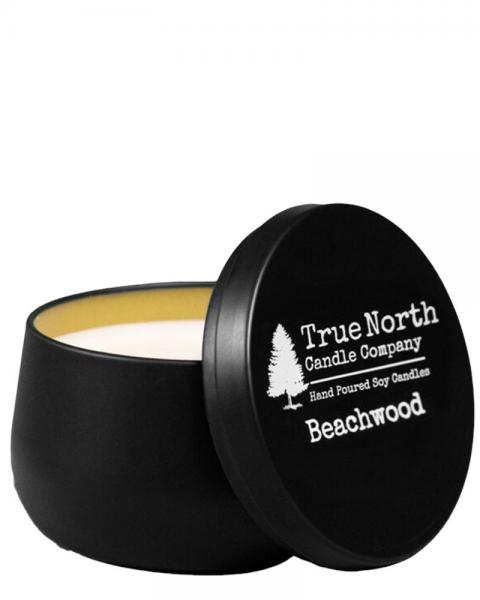 True North Candle Company 6oz black tin, Beachwood