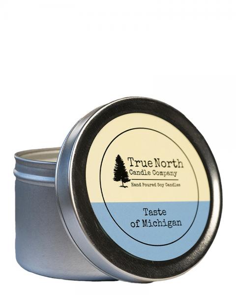 True North Candle Company 6oz silver tin, Taste of Michigan