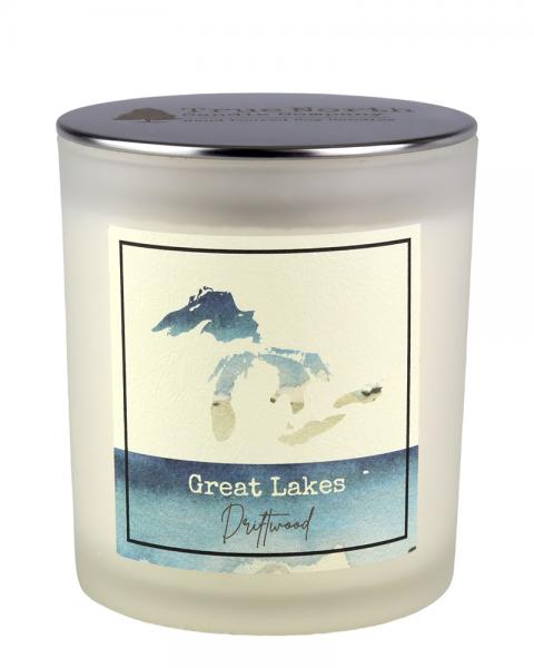 True North Candle Company 10oz frosted jar, Great Lakes Driftwood