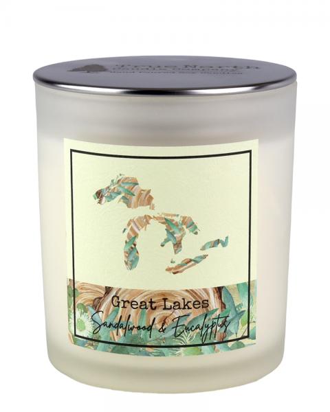 True North Candle Company 10oz frosted jar, Great Lakes Sandalwood &