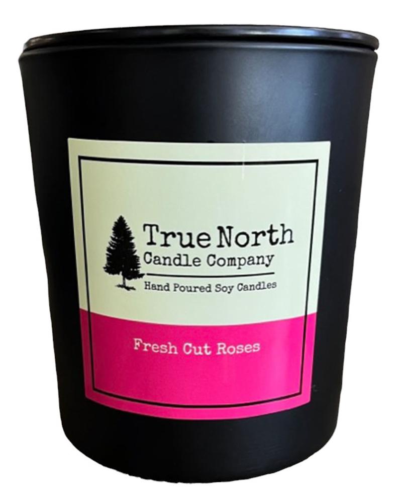 True North Candle Company 15oz black jar, Fresh Cut Roses