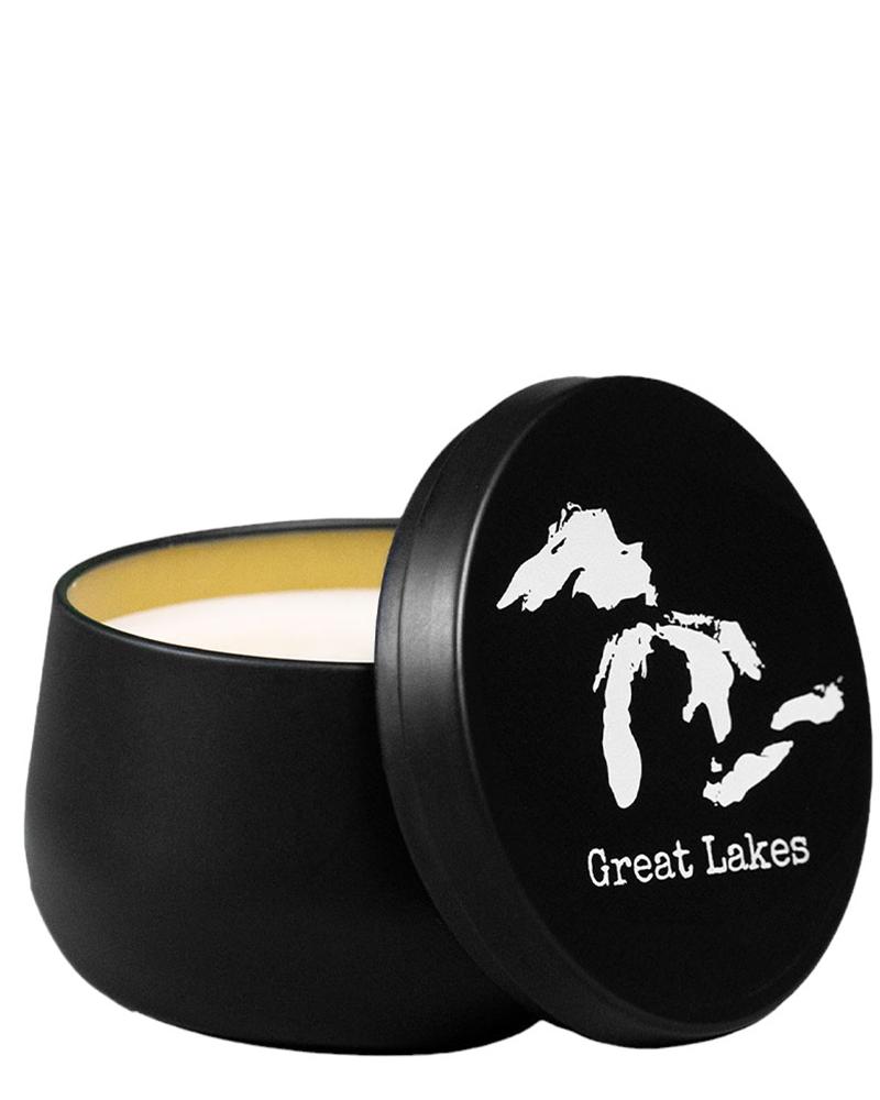 True North Candle Company 6oz black tin, Great Lakes