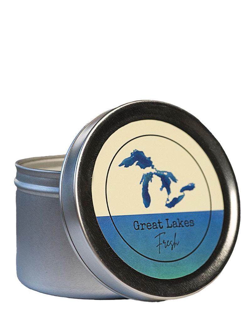 True North Candle Company 6oz silver tin, Great Lakes Fresh