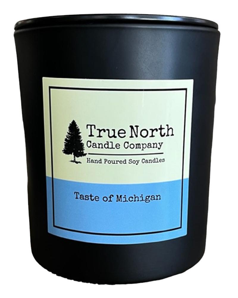 True North Candle Company 15oz black jar, Taste of Michigan