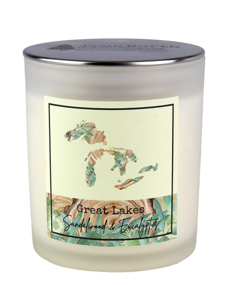 True North Candle Company 10oz frosted jar, Great Lakes Sandalwood &