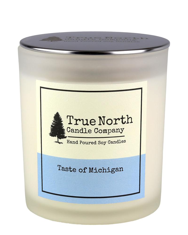 True North Candle Company 10oz frosted jar, Taste of Michigan