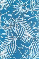 6 ft x 9 ft Mad Mat Turquoise/White Palm