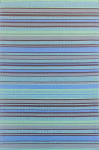 6 ft x 9 ft Mad Mat Grey/Aqua Stripes