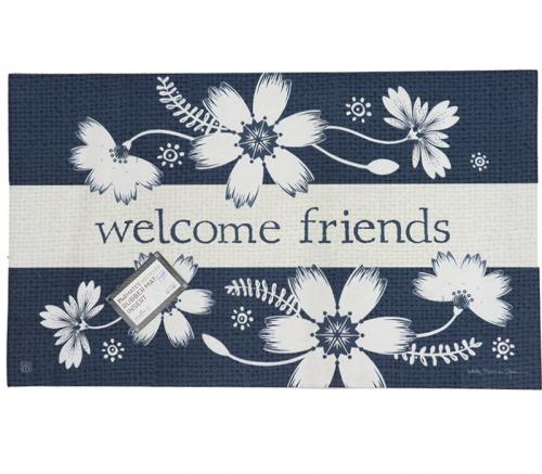 Welcome Friends Always Flowers - MatMate Insert Mat 30in x 18in