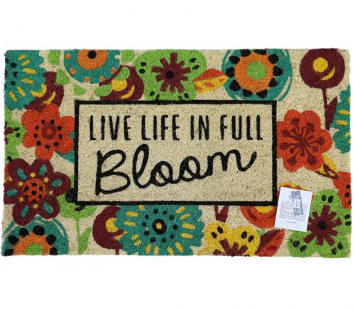 Coir Doormat 30in x 18in Live Life in Full Bloom