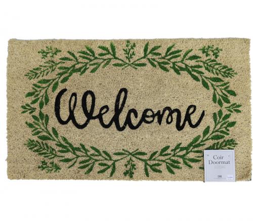 Welcome Wreath - Design Imports Coir Doormat 30in x 18in