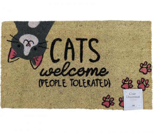 Coir Doormat 30in x 18in Cats Welcome People Tolerated