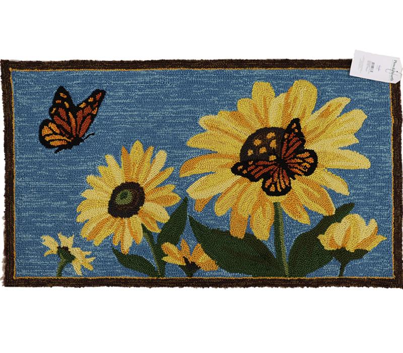 Sunflower - Evergreen Hooked Rug 42in x 24in